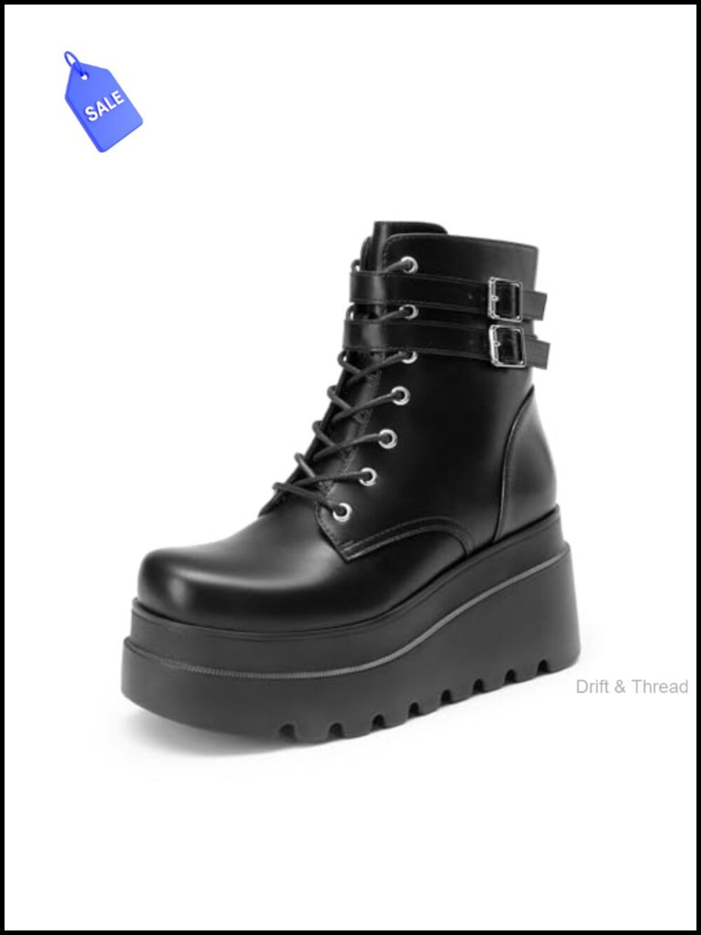 Women's Faux Leather Platform Combat Ankle Boots Lace Up Gothic